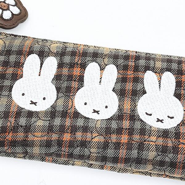 ミッフィー miffy スリムポーチ (ブラウン) キルティングチェックシリーズ 商品画像2：キャラグッズPERFECT WORLD TOKYO