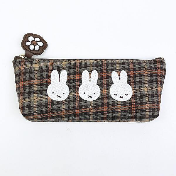 ミッフィー miffy スリムポーチ (ブラウン) キルティングチェックシリーズ