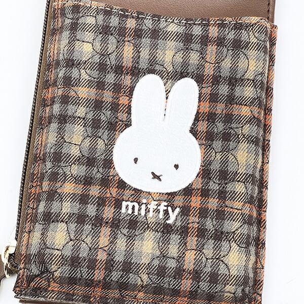 ミッフィー miffy スマホショルダーポーチ (ブラウン) キルティングチェックシリーズ 商品画像2：キャラグッズPERFECT WORLD TOKYO