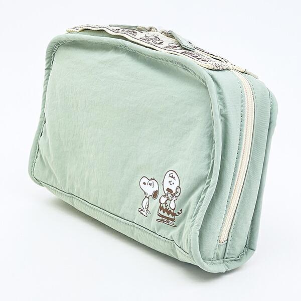 スヌーピー チャーリーブラウン 仕切りたくさんポーチ トラベル グリーン SNOOPY 商品画像3：キャラグッズPERFECT WORLD TOKYO