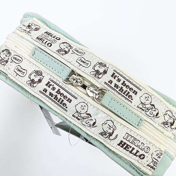 スヌーピー チャーリーブラウン 仕切りたくさんポーチ トラベル グリーン SNOOPY 商品画像5：キャラグッズPERFECT WORLD TOKYO