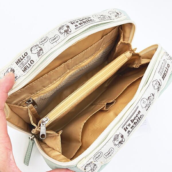 スヌーピー チャーリーブラウン 仕切りたくさんポーチ トラベル グリーン SNOOPY 商品画像6：キャラグッズPERFECT WORLD TOKYO