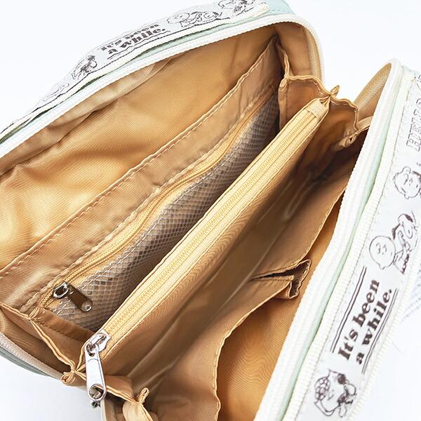 スヌーピー チャーリーブラウン 仕切りたくさんポーチ トラベル グリーン SNOOPY 商品画像7：キャラグッズPERFECT WORLD TOKYO