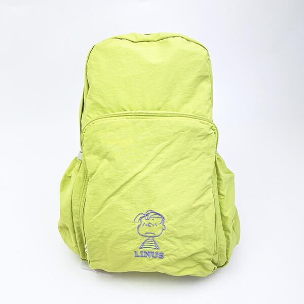 スヌーピー ライナス パッカブルリュックサック アップリケ刺しゅう グリーン バッグ SNOOPY 商品画像2：キャラグッズPERFECT WORLD TOKYO