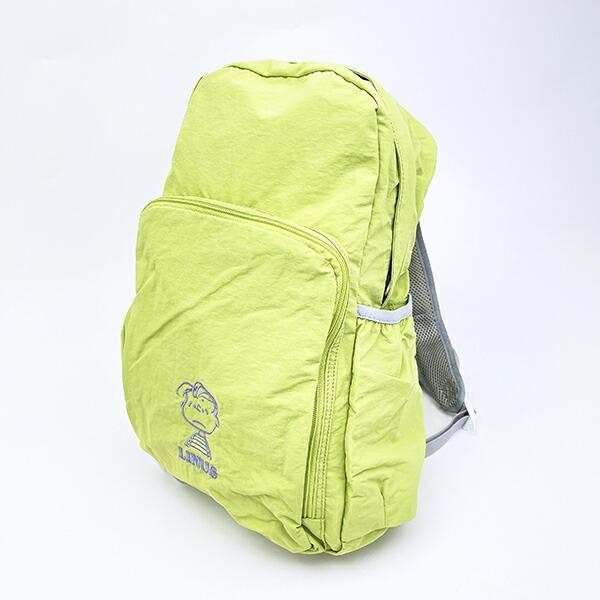 スヌーピー ライナス パッカブルリュックサック アップリケ刺しゅう グリーン･･･