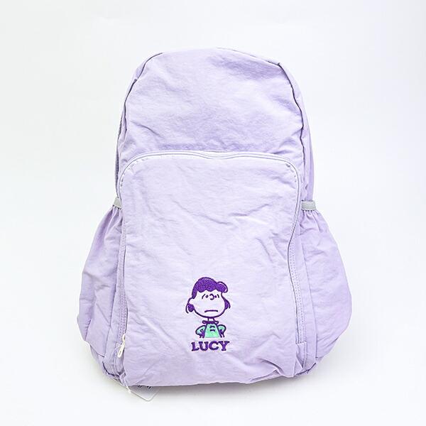 スヌーピー ルーシー パッカブルリュックサック アップリケ刺しゅう パープル バッグ SNOOPY 商品画像2：キャラグッズPERFECT WORLD TOKYO