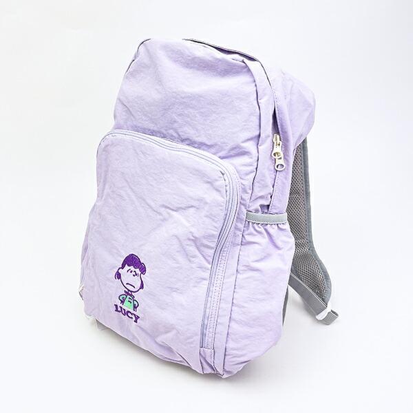 スヌーピー ルーシー パッカブルリュックサック アップリケ刺しゅう パープル･･･