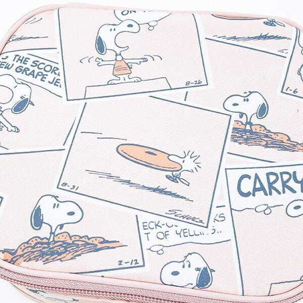 スヌーピー たためるボックスポーチ (ピンク) コミックトラベルシリーズ SNOOPY 商品画像2：キャラグッズPERFECT WORLD TOKYO