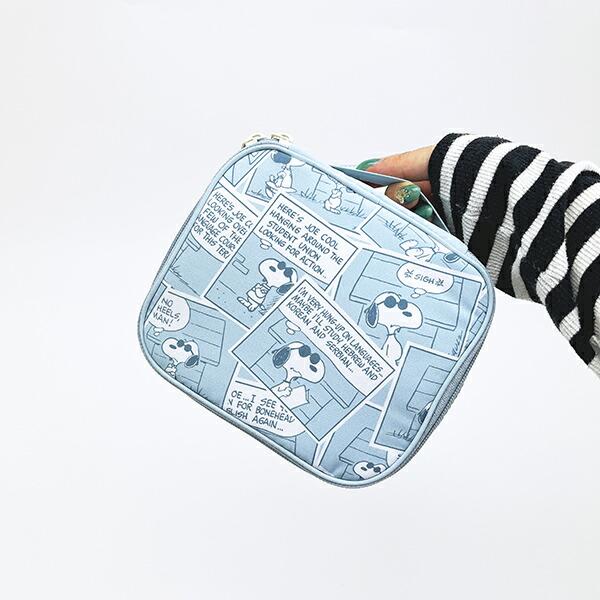 スヌーピー たためるボックスポーチ (ブルー) コミックトラベルシリーズ SNOOPY 商品画像5：キャラグッズPERFECT WORLD TOKYO