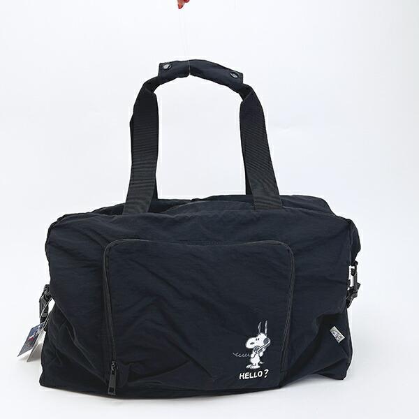 スヌーピー パッカブルボストン トラベルバッグ ブラック SNOOPY