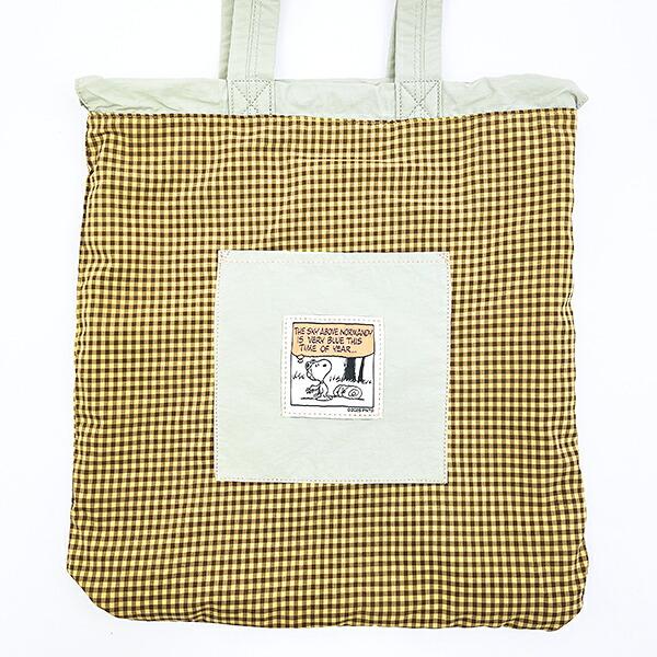スヌーピー チェックリバーシブルナップザック グリーン リュック SNOOPY 商品画像4：キャラグッズPERFECT WORLD TOKYO