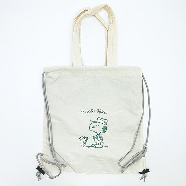 スヌーピー チェックリバーシブルナップザック アイボリー リュック SNOOPY