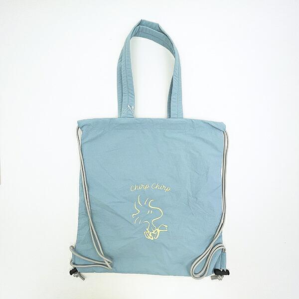 スヌーピー ウッドストック チェックリバーシブルナップザック ブルー リュッ･･･