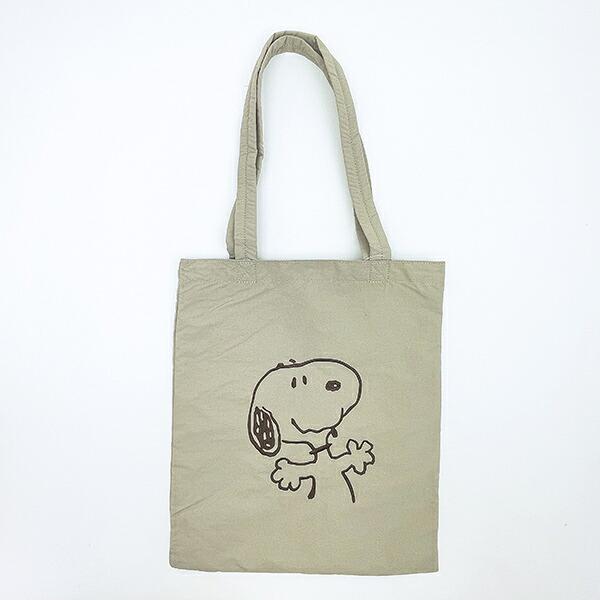 スヌーピー チェックリバーシブルトートバッグ ベージュ SNOOPY