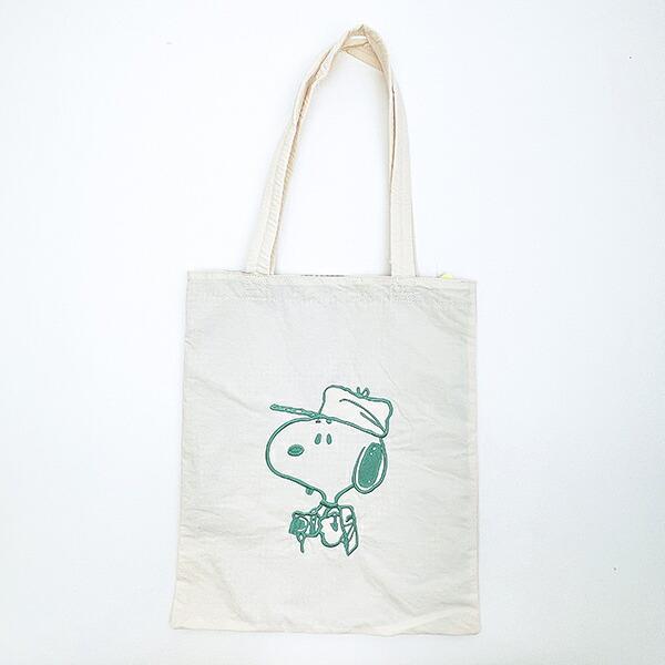 スヌーピー チェックリバーシブルトートバッグ アイボリー SNOOPY