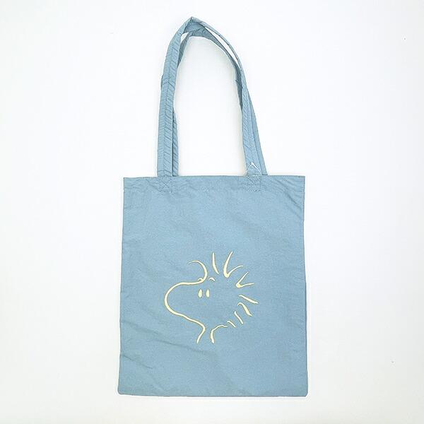 スヌーピー ウッドストック チェックリバーシブルトートバッグ ブルー SNOOPY