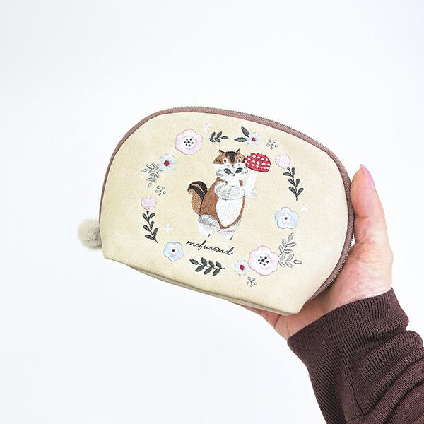 モフサンド りすにゃん ラウンドポーチ ベージュ mofusand 商品画像5：キャラグッズPERFECT WORLD TOKYO
