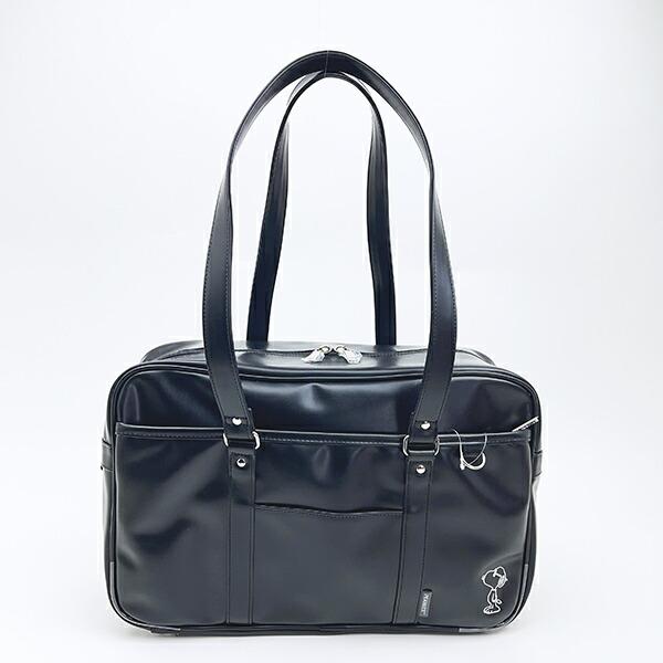 スヌーピー ショルダーボストンバッグ ブラック 刺繍ワンポイント SNOOPY