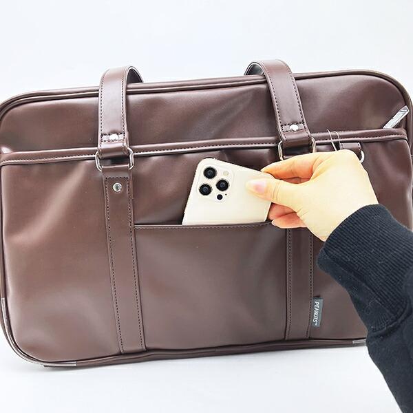 スヌーピー ショルダーボストンバッグ ブラウン 刺繍ワンポイント SNOOPY 商品画像3：キャラグッズPERFECT WORLD TOKYO