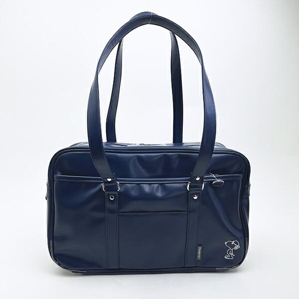 スヌーピー ショルダーボストンバッグ ネイビー 刺繍ワンポイント SNOOPY