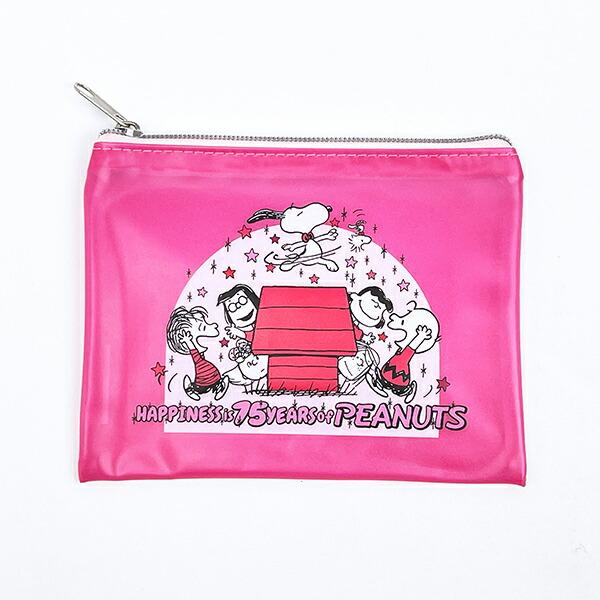 スヌーピー クリアポーチ ピンク PEANUTS 75th SNOOPY