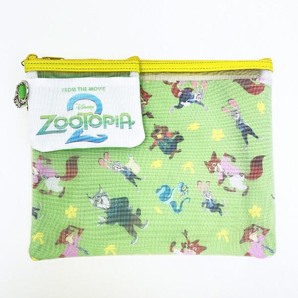 ディズニー ズートピア 2連メッシュポーチ (グリーン) Disney