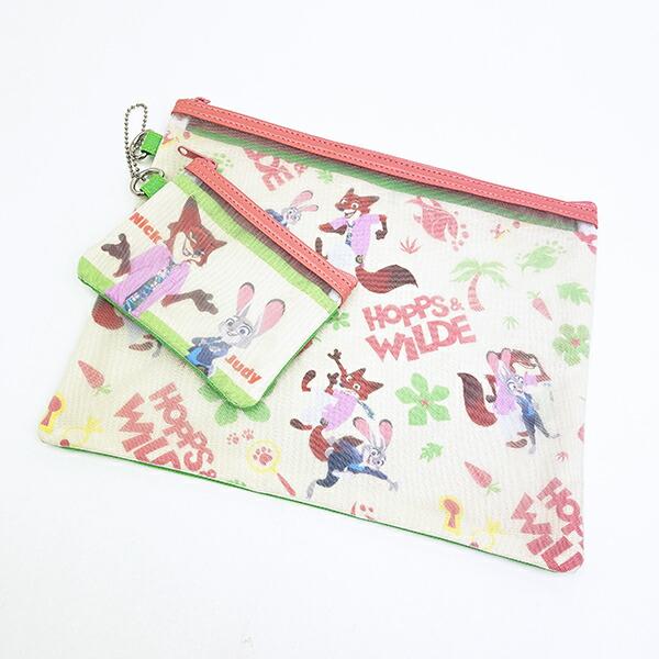 ディズニー ズートピア 2連メッシュポーチ ベージュ 商品画像2：キャラグッズPERFECT WORLD TOKYO