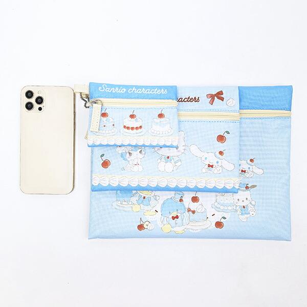 サンリオキャラクターズ 3連ポーチ ブルー スウィートケーキ Sanrio 商品画像5：キャラグッズPERFECT WORLD TOKYO