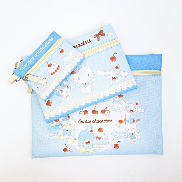 サンリオキャラクターズ 3連ポーチ ブルー スウィートケーキ Sanrio 商品画像1：キャラグッズPERFECT WORLD TOKYO