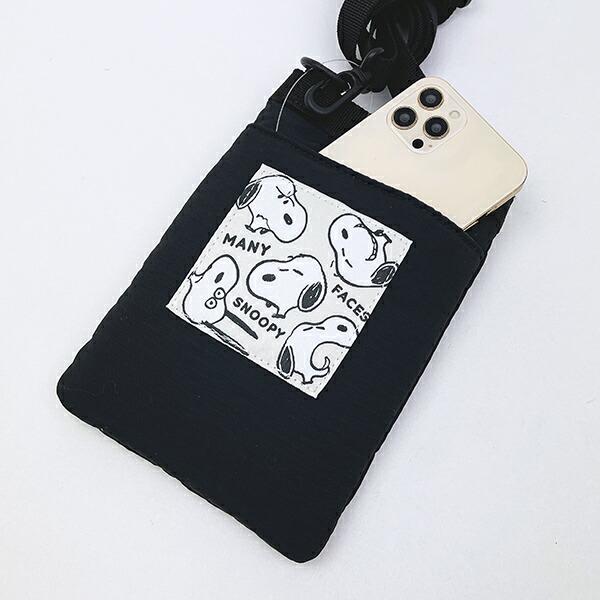 スヌーピー リップストップ フラットスマホショルダーバッグ ブラック SNOOPY 商品画像3：キャラグッズPERFECT WORLD TOKYO