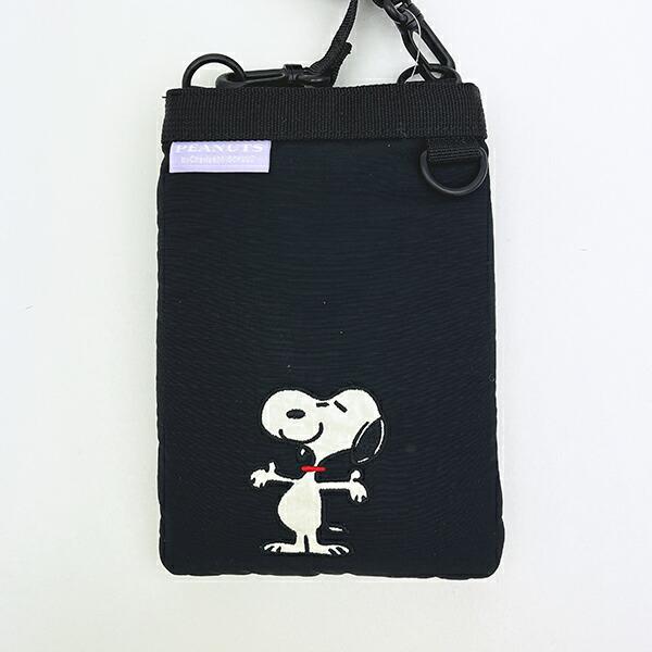 スヌーピー リップストップ フラットスマホショルダーバッグ ブラック SNOOPY 商品画像4：キャラグッズPERFECT WORLD TOKYO