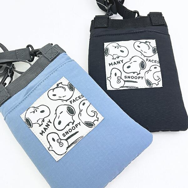 スヌーピー リップストップ フラットスマホショルダーバッグ ブラック SNOOPY 商品画像5：キャラグッズPERFECT WORLD TOKYO