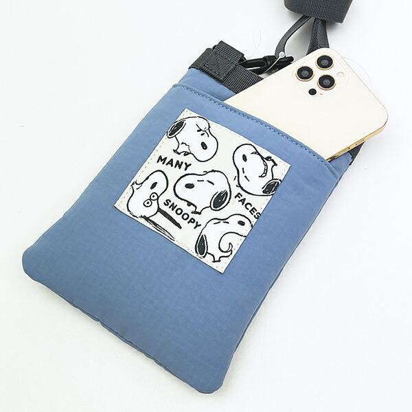 スヌーピー リップストップ フラットスマホショルダーバッグ ブルー SNOOPY 商品画像3：キャラグッズPERFECT WORLD TOKYO