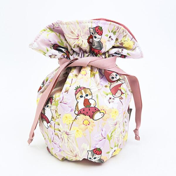 モフサンド × 日比谷花壇 巾着 ピンク ポーチ mofusand 商品画像1：キャラグッズPERFECT WORLD TOKYO