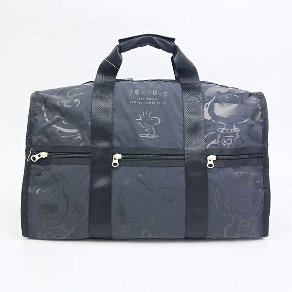 スヌーピー ボストンバッグ ダークグレー 6コマ トラベル SNOOPY