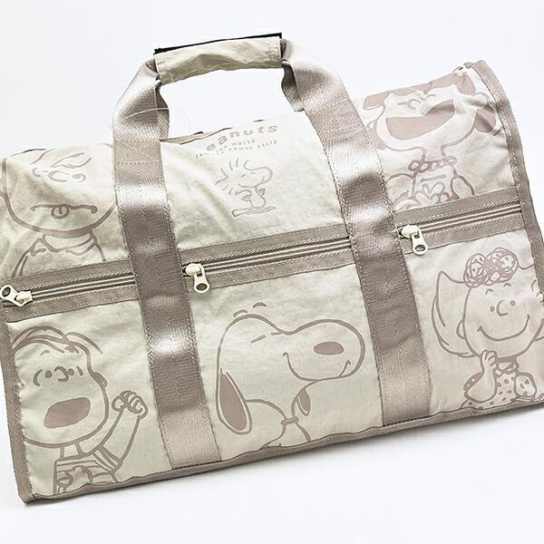 スヌーピー ボストンバッグ ベージュ 6コマ トラベル SNOOPY 商品画像2：キャラグッズPERFECT WORLD TOKYO
