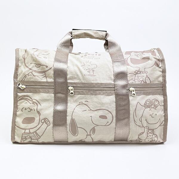 スヌーピー ボストンバッグ ベージュ 6コマ トラベル SNOOPY