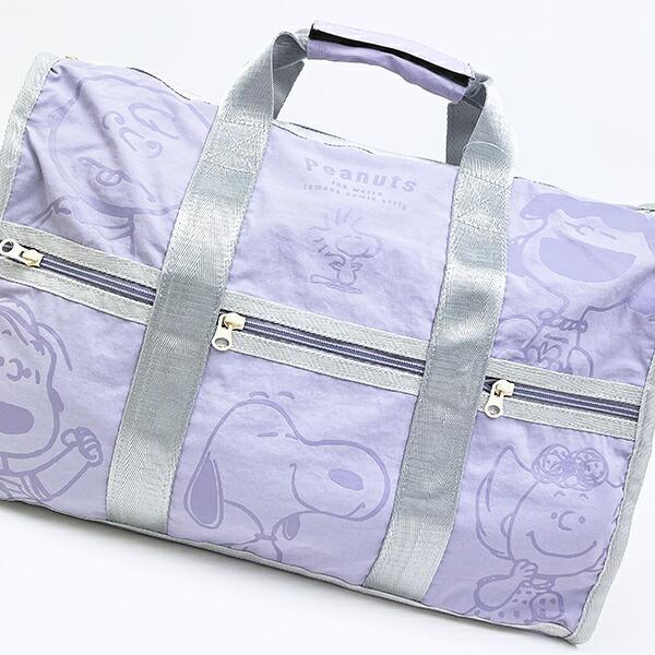 スヌーピー ボストンバッグ ラベンダー 6コマ トラベル SNOOPY 商品画像2：キャラグッズPERFECT WORLD TOKYO