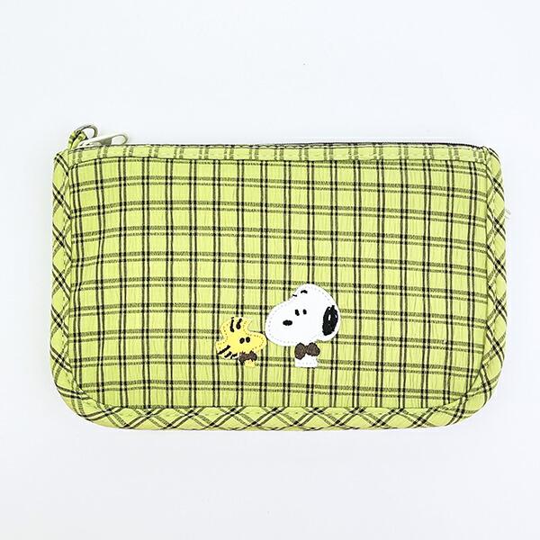 スヌーピー パスポートケース グリーン チェックワッペンシリーズ SNOOPY
