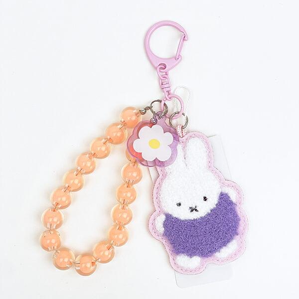 ミッフィー miffy おかお ワッペンキーホルダー (ピンク) ビジューシリーズ 商品画像1：キャラグッズPERFECT WORLD TOKYO