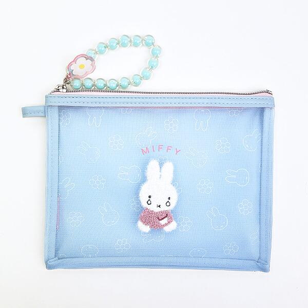 ミッフィー miffy フラットポーチ ブルー ビジューシリーズ