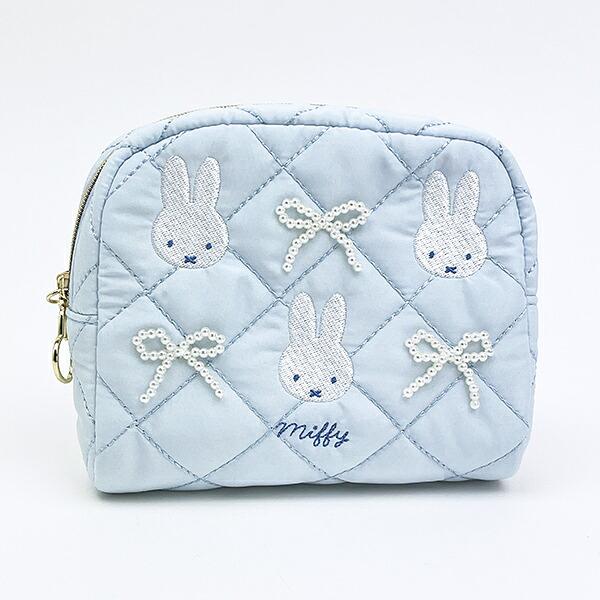 ミッフィー miffy ボックスポーチ ブルー キルティングパールシリーズ