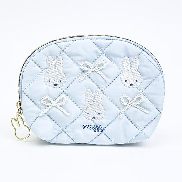 ミッフィー miffy ティッシュポーチ ブルー キルティングパールシリーズ
