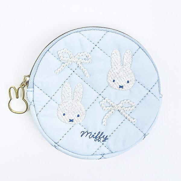 ミッフィー miffy サークルポーチ ブルー キルティングパールシリーズ