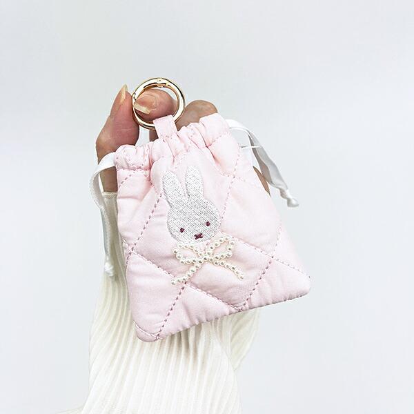 ミッフィー miffy カラビナ付きミニ巾着 ピンク キルティングパールシリーズ 商品画像4：キャラグッズPERFECT WORLD TOKYO
