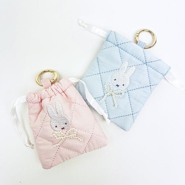 ミッフィー miffy カラビナ付きミニ巾着 ピンク キルティングパールシリーズ 商品画像5：キャラグッズPERFECT WORLD TOKYO