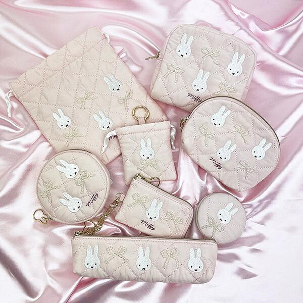 ミッフィー miffy カラビナ付きミニ巾着 ピンク キルティングパールシリーズ 商品画像6：キャラグッズPERFECT WORLD TOKYO
