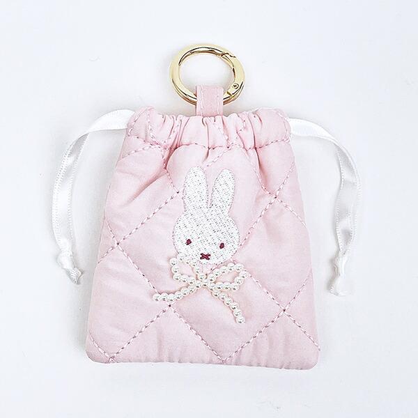 ミッフィー miffy カラビナ付きミニ巾着 ピンク キルティングパールシリーズ