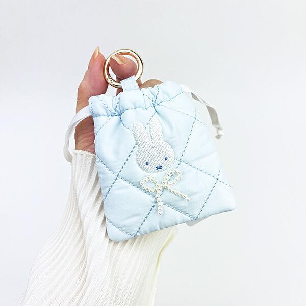 ミッフィー miffy カラビナ付きミニ巾着 ブルー キルティングパールシリーズ 商品画像4：キャラグッズPERFECT WORLD TOKYO