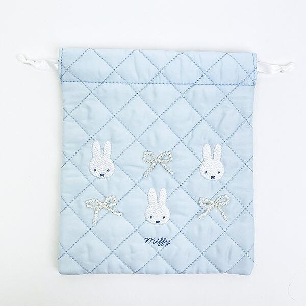 ミッフィー miffy 巾着 ブルー キルティングパールシリーズ
